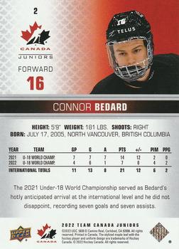 2022-23 Upper Deck Team Canada Juniors #2 Connor Bedard